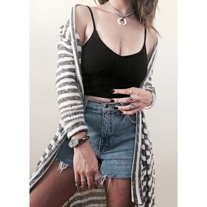 Free People Striped Maxi Knit Cardigan Sweater